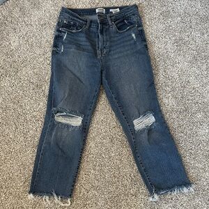 Kensie Dark Blue Distressed Crop Jeans 6